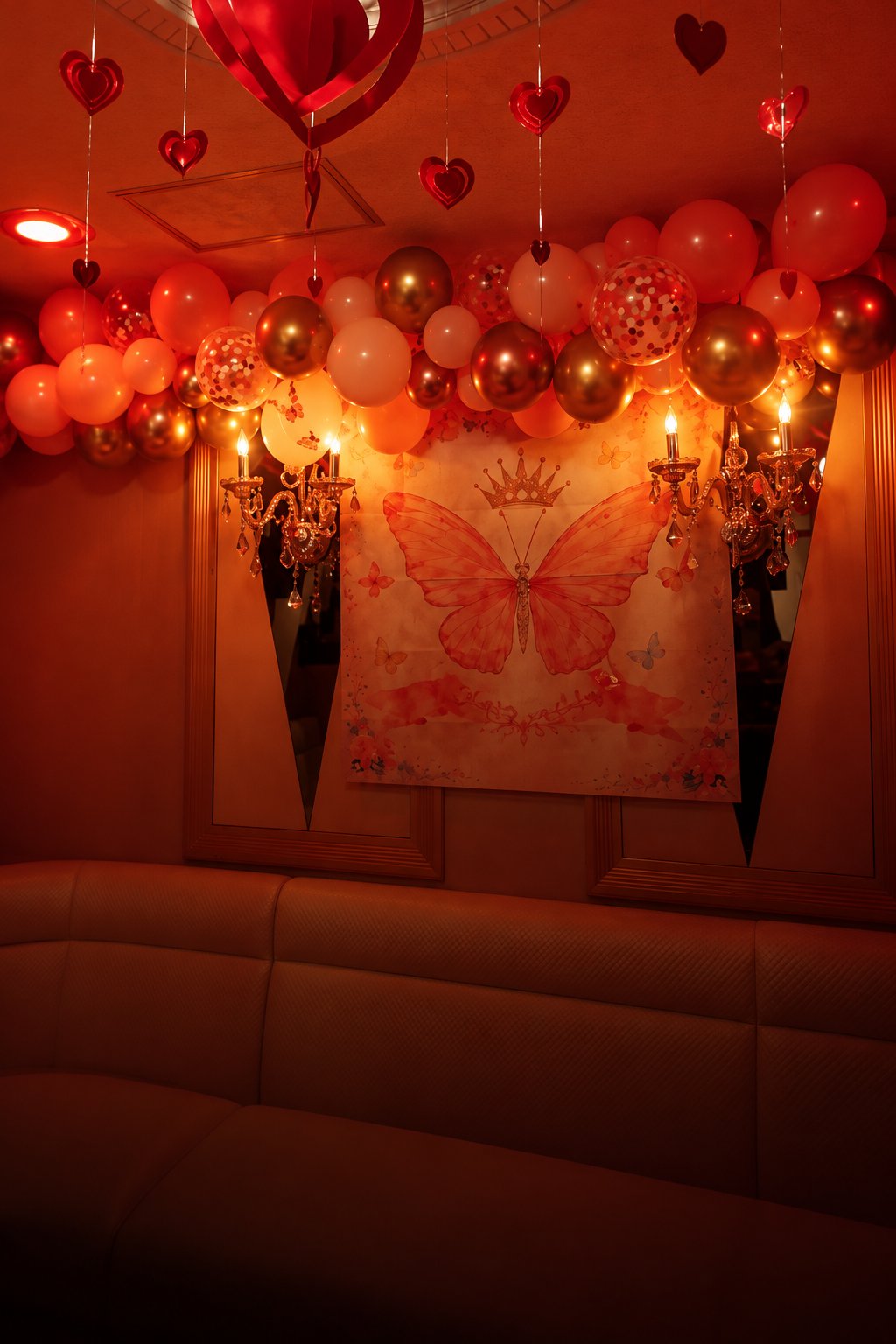 赤と金のバルーンで飾られた THAI CLUB Sanuk の店内